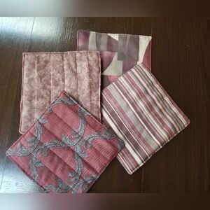 4 Plate & Pot Holders, Handmade, Burgundy, NWT